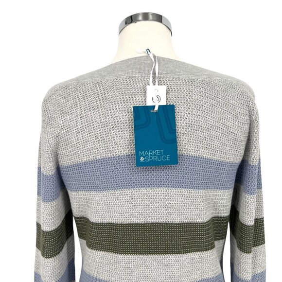 Market & Spruce Striped Boatneck Sweater Gray Lavender Olive Green Size 3X NWT - Picture 7 of 11